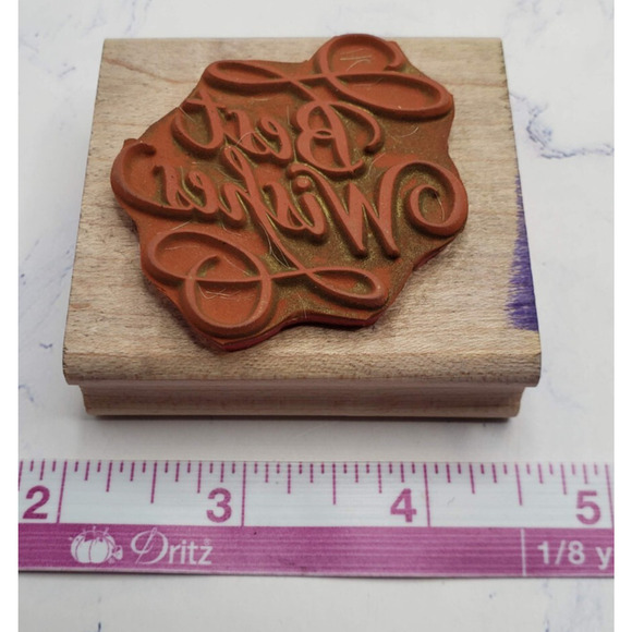 Rubber Stampede Elegant "Best Wishes" Rubber Stamp Item A865E Pretty Script - Picture 6 of 7